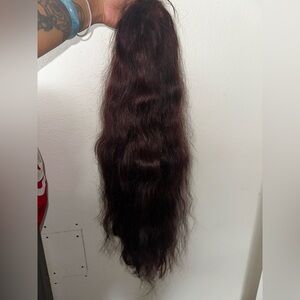 Human hair wig 24 inches reddish brown color